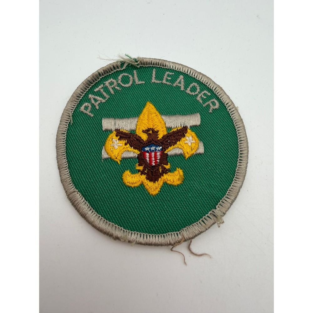 Vintage Boy Scouts of America Patrol Leader Rank Patch Green Silver F512